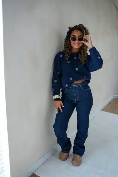 Hearts Sweater Navy * - Afbeelding 7