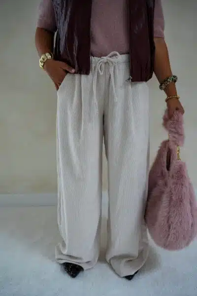 Rianne Rib Pants Beige - Afbeelding 3