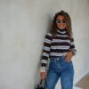 Amy Striped Sweater Blue Brown .
