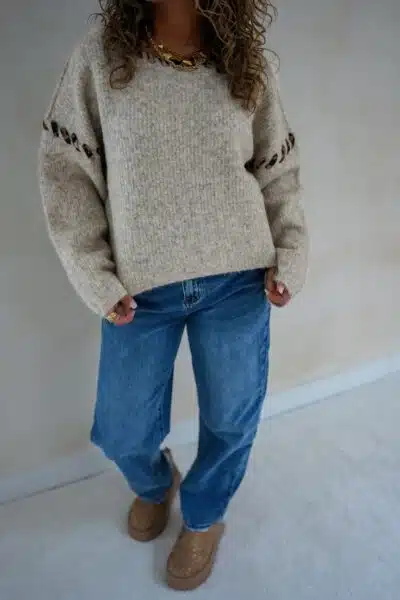 Lya Beige Sweater Leo Detail * - Afbeelding 4