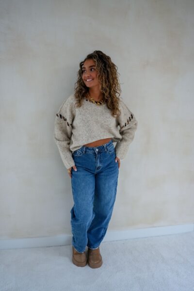 Lya Beige Sweater Leo Detail * - Afbeelding 5