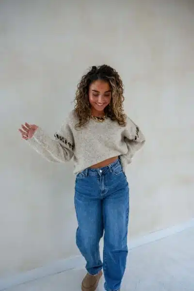 Lya Beige Sweater Leo Detail * - Afbeelding 7