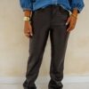 Romee Straight Leatherlook Pants Brown 0310-2