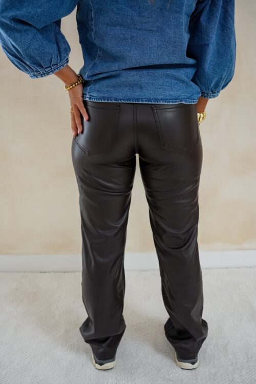 Alternative view of Romee Straight Leatherlook Pants Brown 0310-2