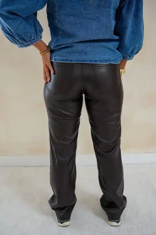 Alternative view of Romee Straight Leatherlook Pants Brown 0310-2