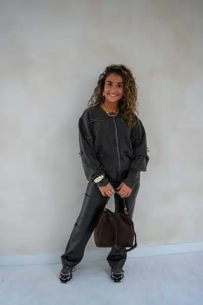 Romee Straight Leatherlook Pants Brown 0310-2 - Afbeelding 4