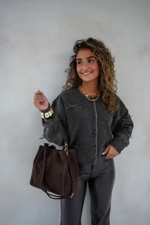 Bow Cardigan Brown *
