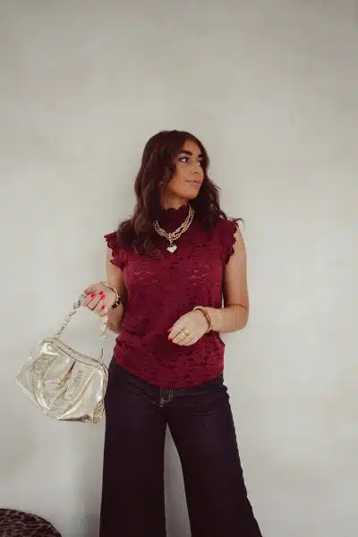 Myaa Lace Top Burgundy - Afbeelding 3