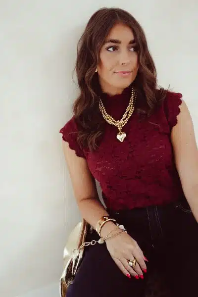 Myaa Lace Top Burgundy - Afbeelding 4