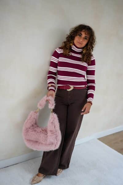 Amy Striped Sweater Pink Bordeaux . - Afbeelding 5