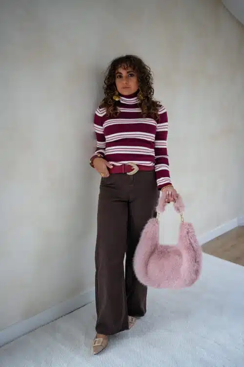 Alternative view of Amy Striped Sweater Pink Bordeaux .