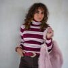 Amy Striped Sweater Pink Bordeaux .