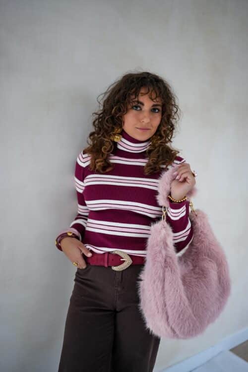 Amy Striped Sweater Pink Bordeaux .