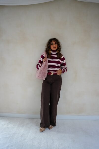Amy Striped Sweater Pink Bordeaux . - Afbeelding 4