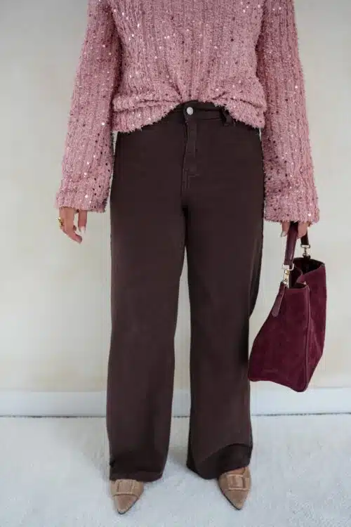 Yenthe Wide Leg Jeans Brown 0623-2
