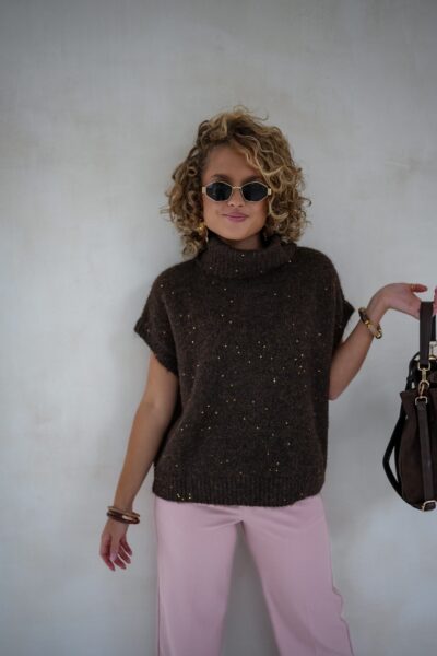 Naava Pailletten Sweater Brown * - Afbeelding 4