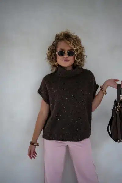 Naava Pailletten Sweater Brown * - Afbeelding 4