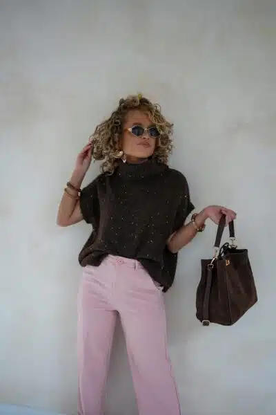 Naava Pailletten Sweater Brown * - Afbeelding 7