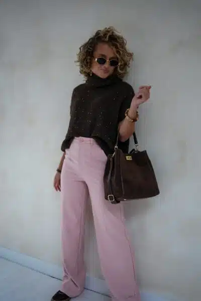 Naava Pailletten Sweater Brown * - Afbeelding 3
