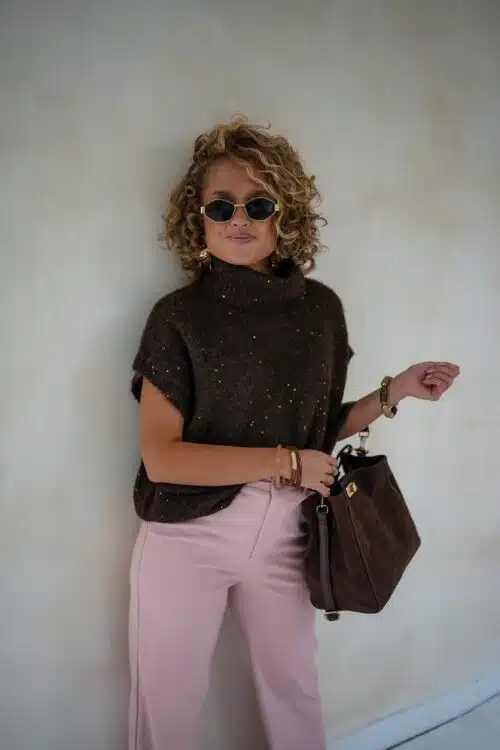 Alternative view of Naava Pailletten Sweater Brown *