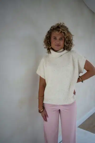 Naava Pailletten Sweater Beige . - Afbeelding 3