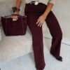 Lore Wide Leg Jeans Bordeaux