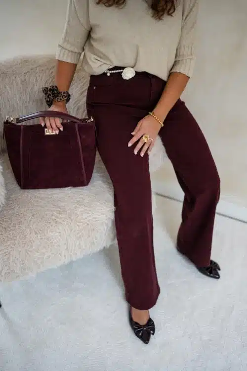 Lore Wide Leg Jeans Bordeaux