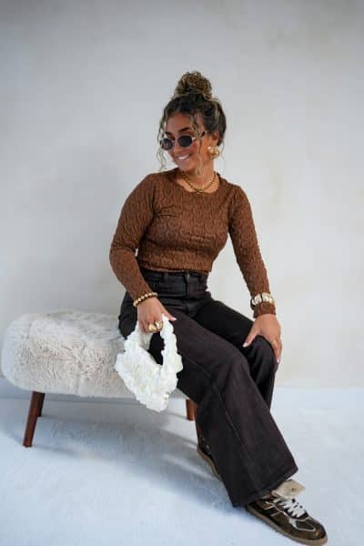 Nola Heart Top Brown - Afbeelding 7
