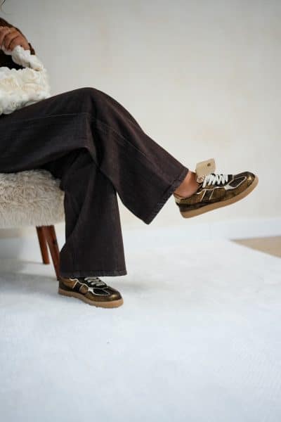 Babouche Ira Sneakers Dark Brown Gold - Afbeelding 3