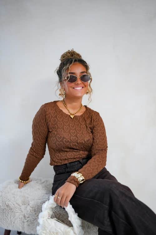 Alternative view of Nola Heart Top Brown