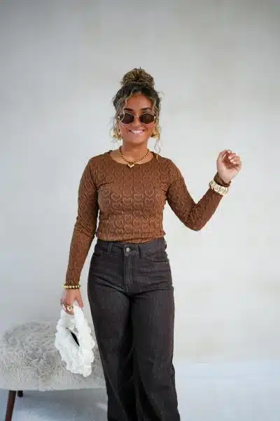 Nola Heart Top Brown - Afbeelding 6