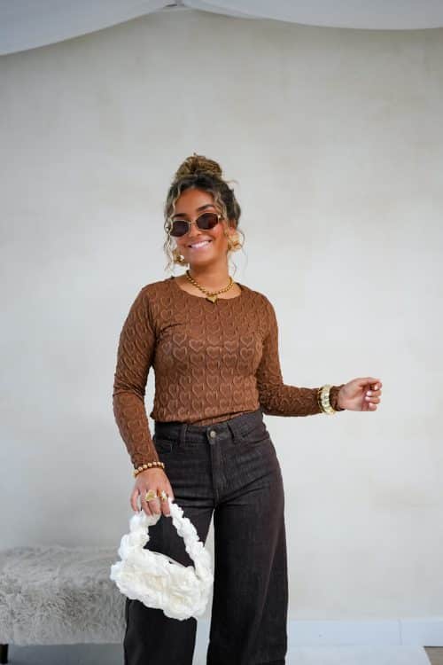 Nola Heart Top Brown