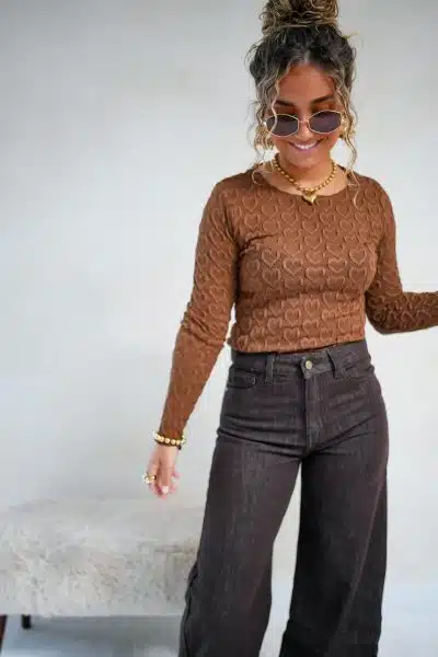 Nola Heart Top Brown - Afbeelding 5