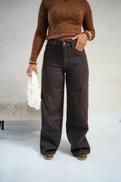 Britt Wide Leg Jeans Brown