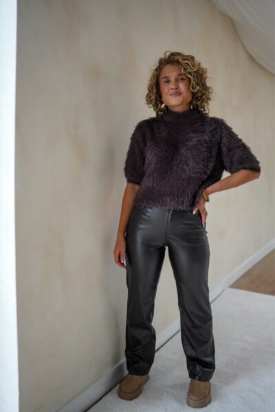 Maud Leatherlook Pants Brown 0311-2 - Afbeelding 3