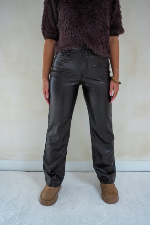 Maud Leatherlook Pants Brown 0311-2