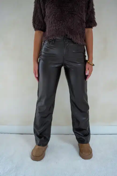 Maud Leatherlook Pants Brown 0311-2