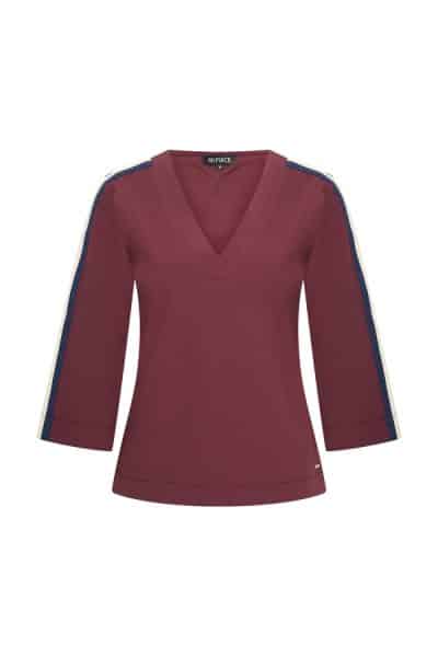 Mi Piace Travel Stripe Top Burgundy
