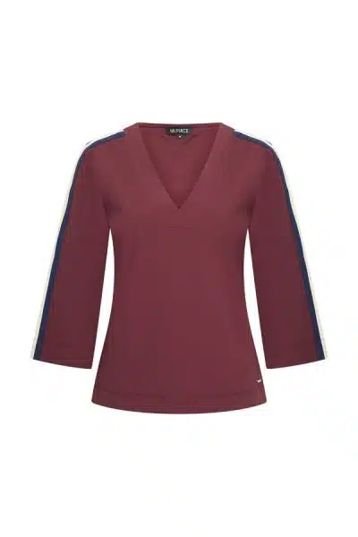 Mi Piace Travel Stripe Top Burgundy