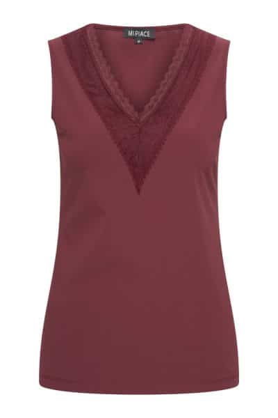 Mi Piace Travel V Lace Top Burgundy