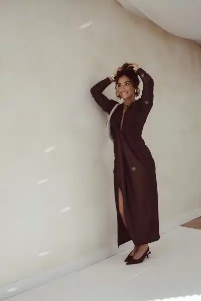 Perfect Long Dress Brown - Afbeelding 5