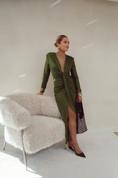 Perfect Long Dress Khaki - Afbeelding 4