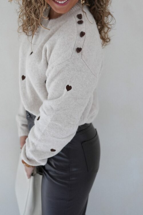 Alternative view of Brown Hearts Sweater Beige -