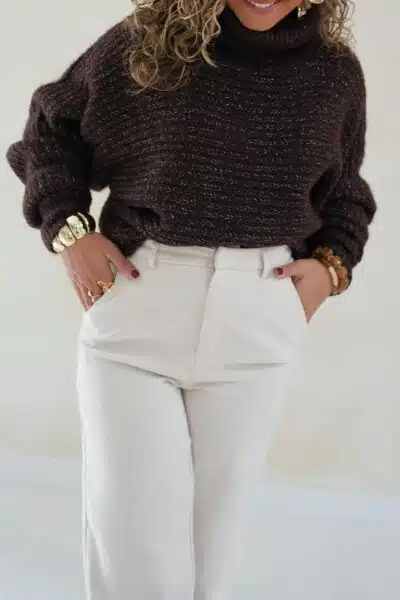 Lucie Lurex Sweater Choco - - Afbeelding 6