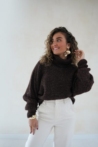Lucie Lurex Sweater Choco - - Afbeelding 3