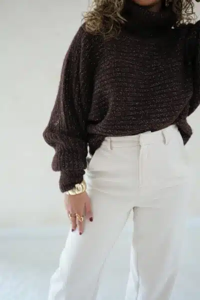 Lucie Lurex Sweater Choco - - Afbeelding 4