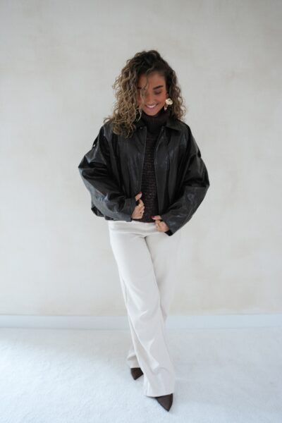 Lizz Leatherlook Jacket Dark Brown - - Afbeelding 2