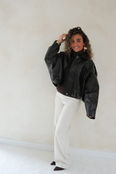 Lizz Leatherlook Jacket Dark Brown - - Afbeelding 5