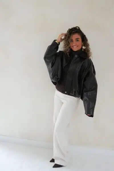 Lizz Leatherlook Jacket Dark Brown - - Afbeelding 5