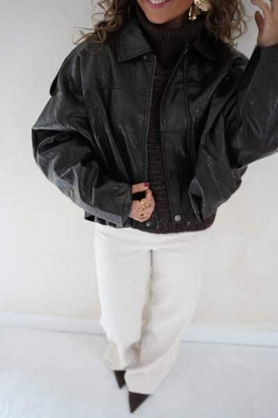Lizz Leatherlook Jacket Dark Brown - - Afbeelding 6